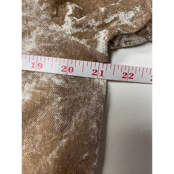 Womens Dazy Crushed Velvet Top Sz L Whimsical Holiday Short Sleeve Gold T Shirt - Picture 9 of 12